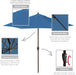 9' round Aluminum Outdoor Deck, Pool or Patio Umbrella, Crank Lift, Auto Tilt, Bronze Pole, Frost Blue Olefin