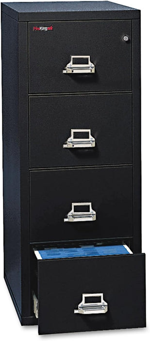 Fireproof Vertical File Cabinet (4 Letter Sized Drawers, Impact Resistant, Water Resistant), 52 .75" H Black, 18 W X 31 D, (41831CBL)