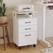 White Mobile File Cabinet, 3 Drawers, Lock