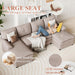 110Inch UShaped Sectional Sofa Double Chaise Beige