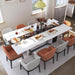 71In Large Rectangular White Dining Table for 4 5 6 7 People W/35In Marble-Color Wood Watrproof Tabletop,Adjustable Leg.6Ft Luxurious Family Dinner Table for Home Kitchen Living Room