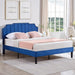 Full Upholstered Platform Bed Frame with Tufted Adjustable Headboard/Mattress Foundation/Wood Slat Support,Easy Assembly,Navy Blue