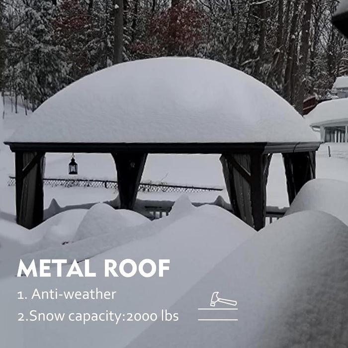 Caesar 10x10 Grey Metal Hardtop Gazebo NettingEnclosure