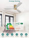 52 Inch Solid Wood Ceiling Fan without Lights Flush Mount Ceiling Fans with Remote Control, Wood Blades Modern Outdoor Ceiling Fan No Light for Bedroom/Farmhouse/Patio/Indoor, Grey Gold