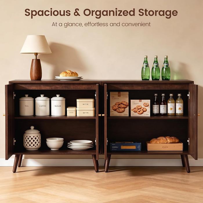 Dark Walnut 94.5In Wide MidCentury Modern Sideboard
