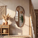 48"X22" Asymmetrical Mirror with Wood Frame Unique Irregular Mirror