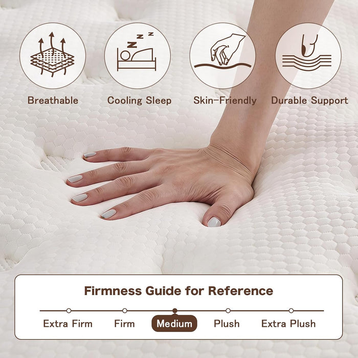 Queen Size Mattress, 12 Inch Hybrid Memory Foam Mattress in a Box, Individual Pocket Springs Mattress for Pressure Relief, Motion Isolation, Certipur-Us