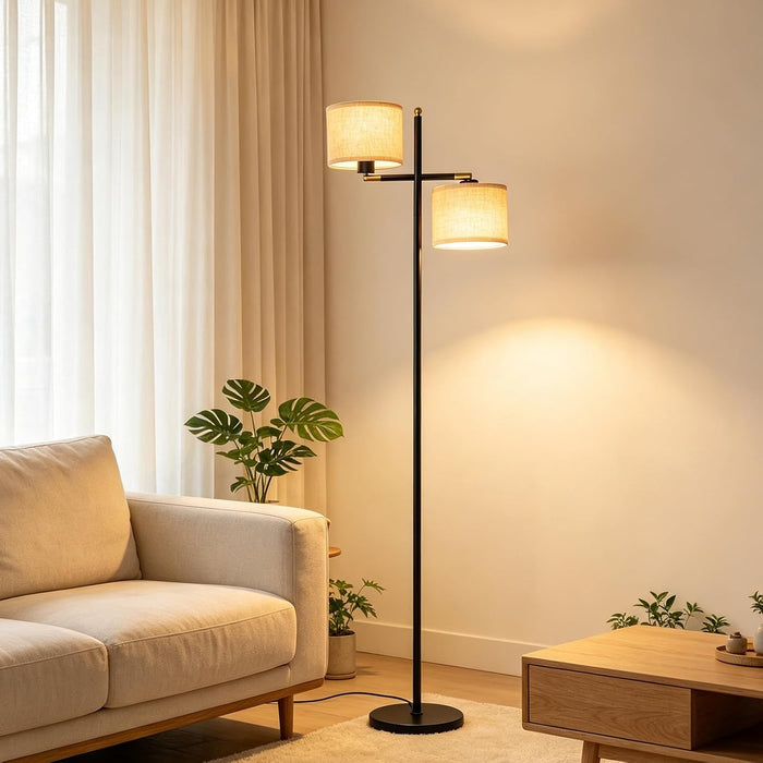Black Floor Lamp for Living Room with Rotatable Shade,Foot Switch