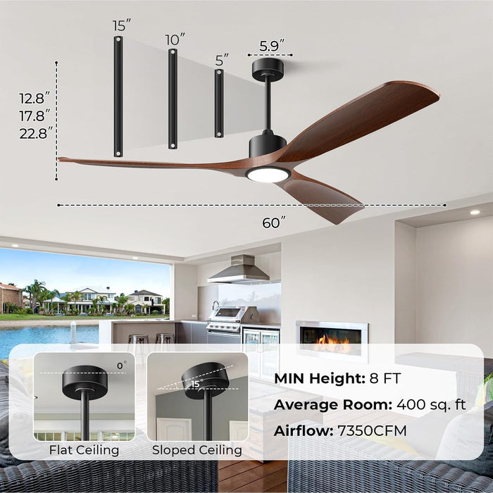 60-Inch Contemporary Dimmable Outdoor Smart Ceiling Fan
