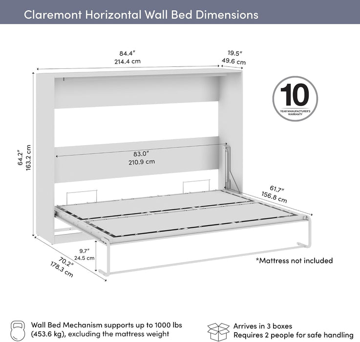 Queen Size Horizontal Contemporary Gray Murphy Bed