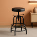 Industrial Bar Stools Vintage Counter Height Bar Stool with round Faux Leather Seat Metal Stool Adjustable Kitchen Stool 21.5-28 Inch Tall Black, 1PCS