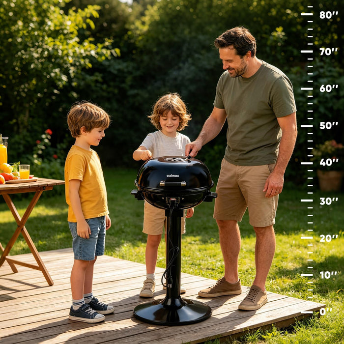 Electric Grill Outdoor,  Electric BBQ Grill, 1600W Portable BBQ with Lid for Cookouts, BBQ Gatherings, Small Spaces, Adjustable Heat, Removable Stand Grill, Oil Collector