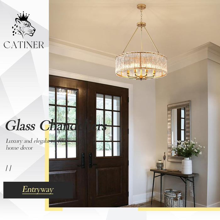Gold Drum Chandelier 24.4 Inch CrystalLuxPremiumEdition