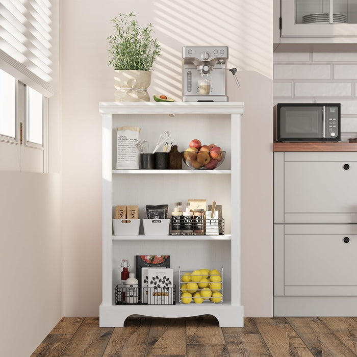 3-Tier Bookshelf, White Bookshelf with Adjustable Shelf, Wooden Bookshelf Open Storage, 9.8" D X 24.6" W X 38" H, Small Bookcase for Study Room, Living Room, Home Office, Bedroom (White)
