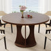 47 Inch round Dining Table for 4-6 People, Wooden Dining Room Table with Pedestal Base, Modern Kitchen Table for Apartments, Dining Room, Kitchen or Living Room, Dark Walnut, Table Only