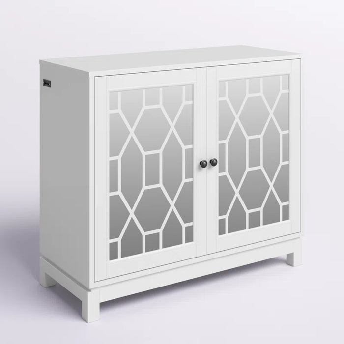 Alayna Accent Cabinet with USB Charging Ports and Mirrored Doors