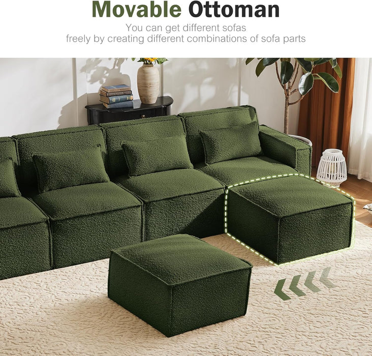 Sleeper Modular Sectional Sofa Couch for Living Room, Modern Sleeper Sofa Bed, Boucle Fabric,Green