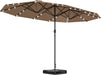 14.4Ft Large Patio Umbrella with 36 Solar LED Lights, Double Sided Outdoor Umbrella with Base Included