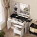 Black Farmhouse Vanity Desk With Integrated Lighting