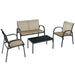 4 Pieces Patio Furniture Set with Glass Top Coffee Table