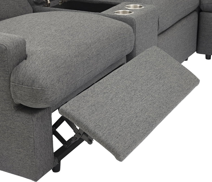 Modern Power Reclining Sectional Sofa with USB