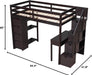 Loft Bed Twin with Desk and Storage Stairs, Space-Saving Wood Bed Frame with Drawers and Shelves, for Teens Adults (Espresso)