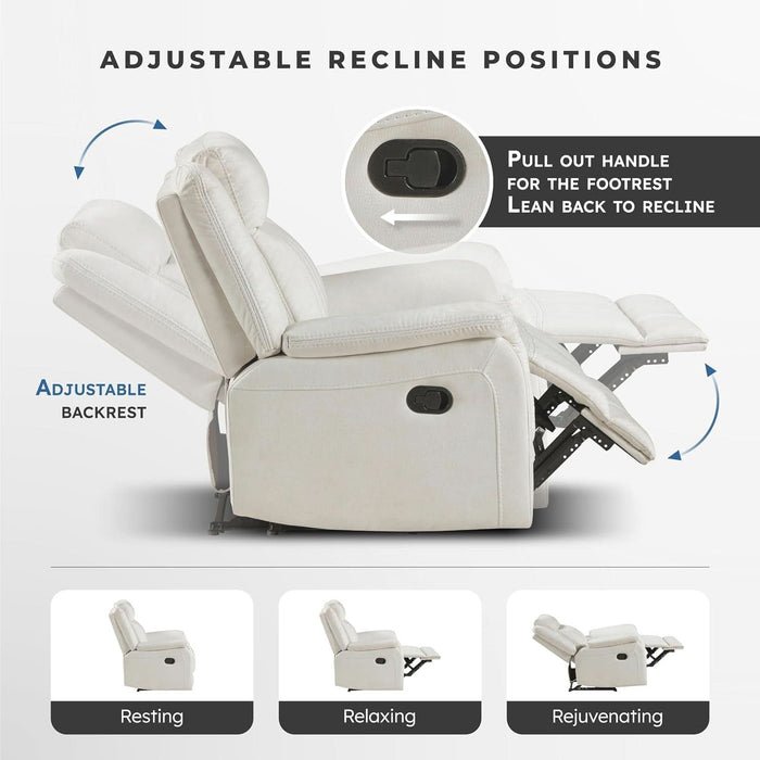 Mnul Double Reclining Sof, Polished Microfiber Upholstered 3 Seter Mnul Sof Recliner for Living Room, Wll Hugger, Esy ssembly, Beige