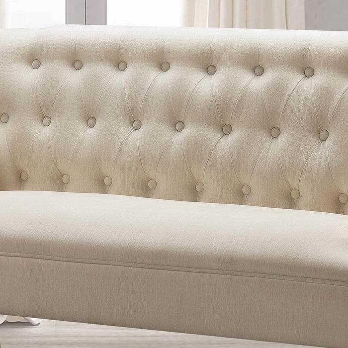 Modern Beige Velvet Loveseat