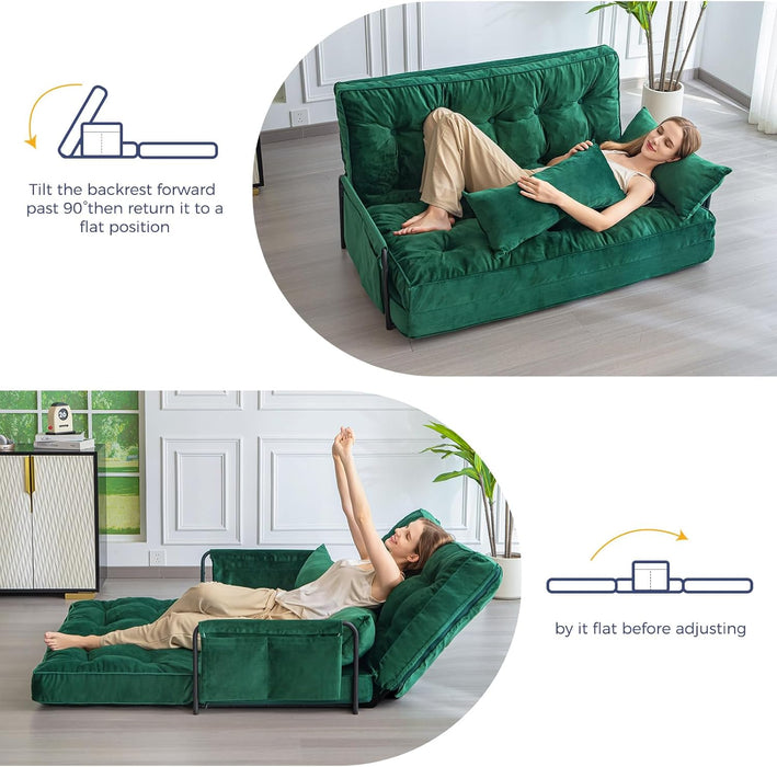 Green Adjustable Floor Sofa Bed Multifunctional Lounge