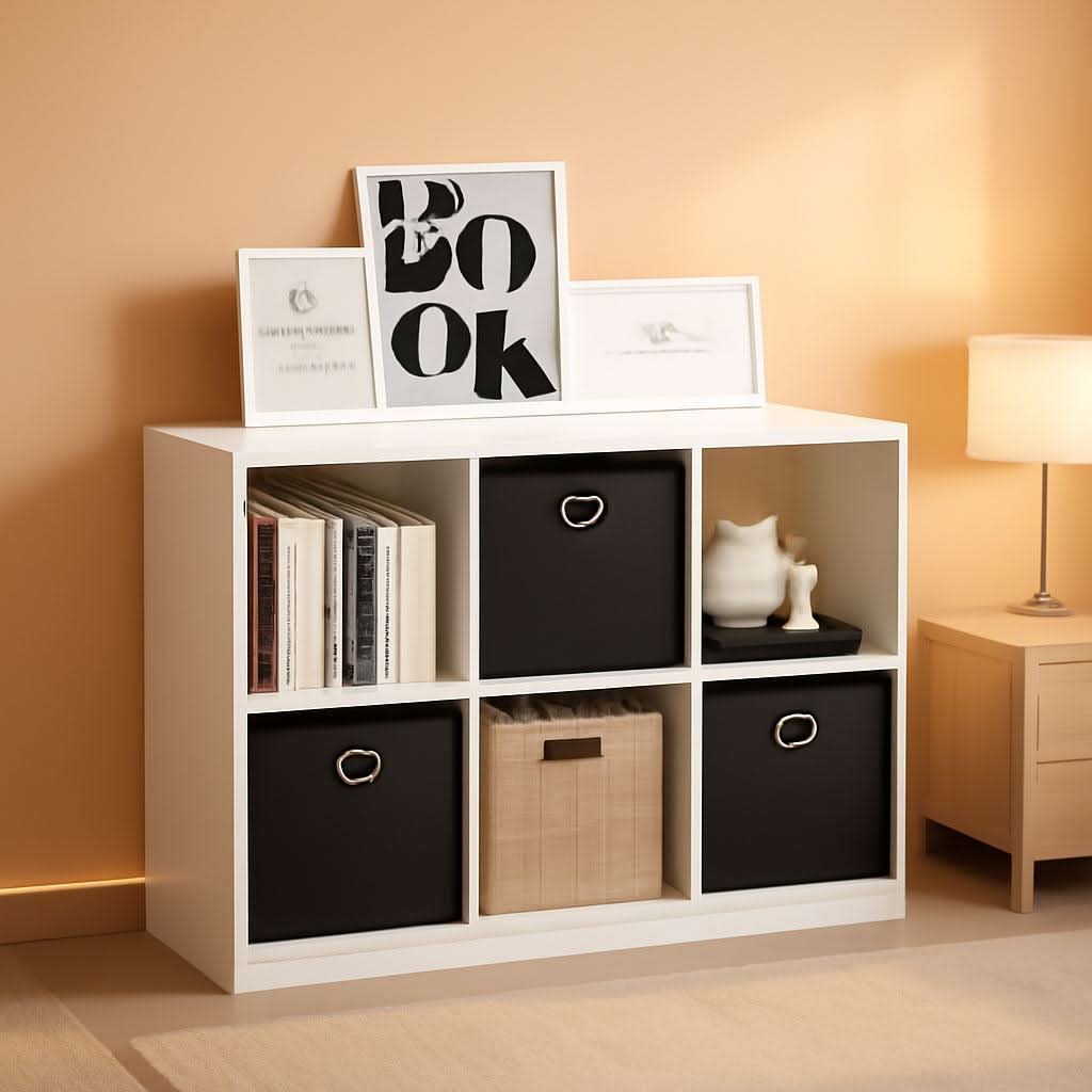 3x2 Ultra Modular Cube Storage Bookcase White Black — ShipItFurniture