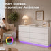 White 6 Drawer Dresser with Led Light and Charging Station for Bedroom