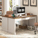 Farmhouse 59" Executive Computer Desk, Simple and Spacious Workstation for Remote Work & Study, Home Office, Unique White