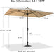 10' X 6.5' Rectangular Patio Umbrella Outdoor Table Umbrella Aluminum Frame Market Umbrella Sun Umbrella with 8 Sturdy Ribs & Tilt for Garden Deck Lawn & Pool Beige
