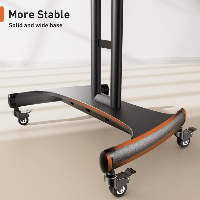 Mobile TV Cart for 32-82 Inch Flat/Curved LED/LCD/OLED Tvs Rolling TV Stand with Height Adjustable Shelf Max VESA 600X400Mm up to 100Lbs- Outdoor TV Stand Trolley with Wheels PGTVMC05-1