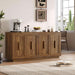 63 Inch Buffet Cabinet with Storage, 4 Square Doors, Brown