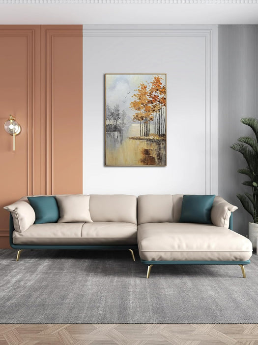 Framed 24X36 Inches Hand-Painted Oil Landscape Painting on Canvas, Living Room Wall Art