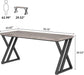 55 Inch Large Simple Industrial Computer Desk Study Writing Table Home Office Workstation,Grey