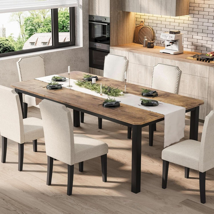 7-Piece 78.7″Dining Table Set with 6 Upholstered Dining Chairs