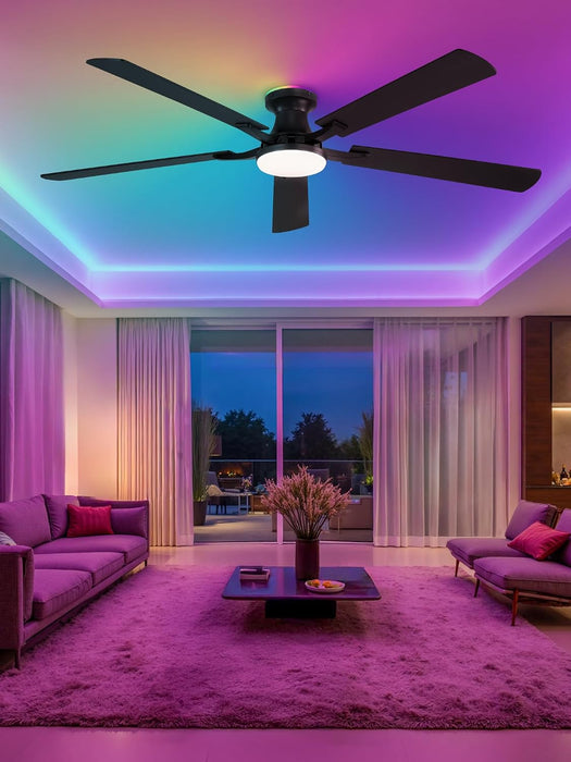Smart Ceiling Fan Wireless App Control Matte Black Indoor