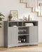 47.2" Bar Cabinets with Storage, Modern Buffet Cabinet, Large Sideboard with 2 Fluted Panel Doors, Coffee Bar Cabinet with Adjustable Shelf and Glass Rack for Kitchen, Living Room, Grey