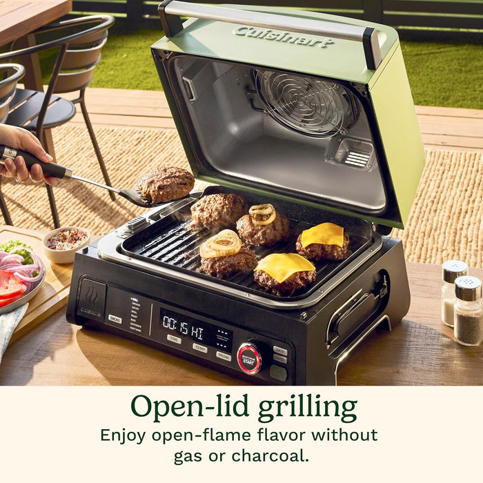 Flavorboost™ 8-In-1 Outdoor Electric BBQ Grill & Portable Smoker, Air Fryer Grill Combo with Smart Probe, Smoke Drawer, 154 Sq. In., Patio & Balcony Grill for Apartments, CEG-1302