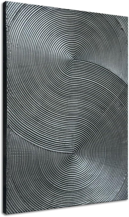 Handmade Modern Abstract Painting 3D Texture Wall Art 28X40 Inches Minimalist Silver Gray Artwork Vertical Painting on Canvas Wall Decor