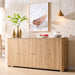 Curved Buffet Cabinet with Doors, 66" Large Sideboard Buffet Storage Cabinet with 4 Doors and Shleves, Modern Coffee Bar Station Wood Kitchen Table for Kitchen, Dining Room, Natural