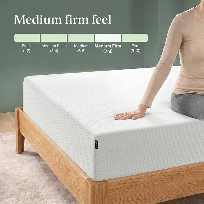 8 Inch Twin Green Tea Memory Foam Mattress, Medium Firm Feel