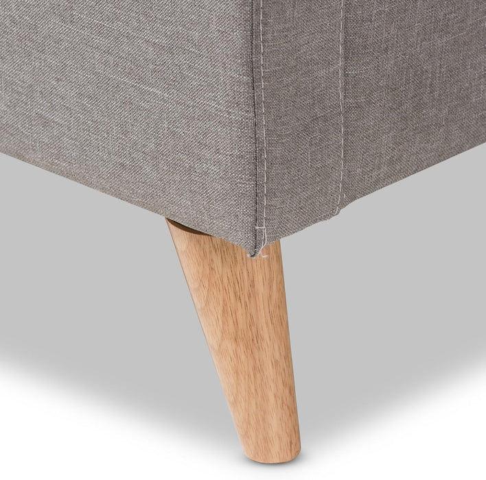 Adelaide Retro Modern Light Grey Fabric Upholstered King Size Platform Bed