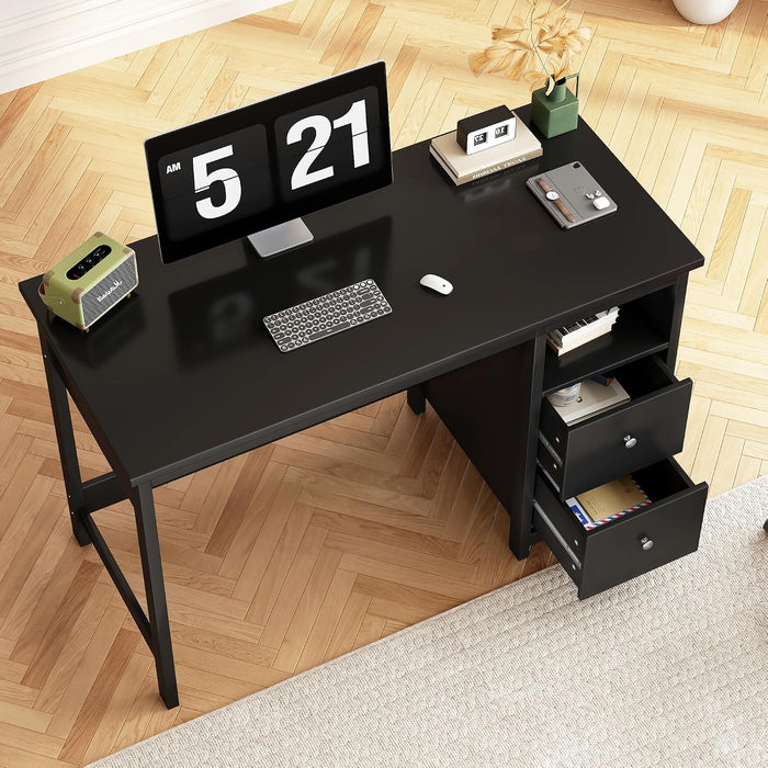 39.3" Desk with Drawers,Small Computer Desk for Home Office,Black