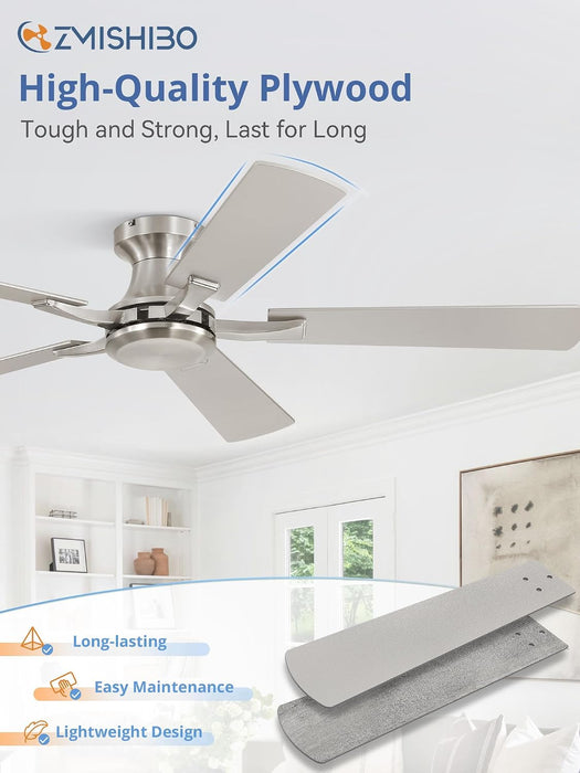 52-Inch Brushed Nickel Flush Mount Ceiling Fan