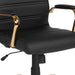 Whitney High-Back Swivel Leathersoft Desk Chair with Padded Seat and Armrests, Adjustable Height Padded Office Chair, Black/Gold