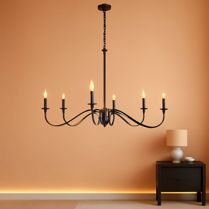 Archer 47Inch Black Chandelier Modern Farmhouse Design