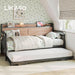 Twin Daybed with Trundle Bed, Storage Headboard with Charging Station, Sofa Day Bed with Strong Supports for Living Room, Bedroom, and Guest Room, Wood Color